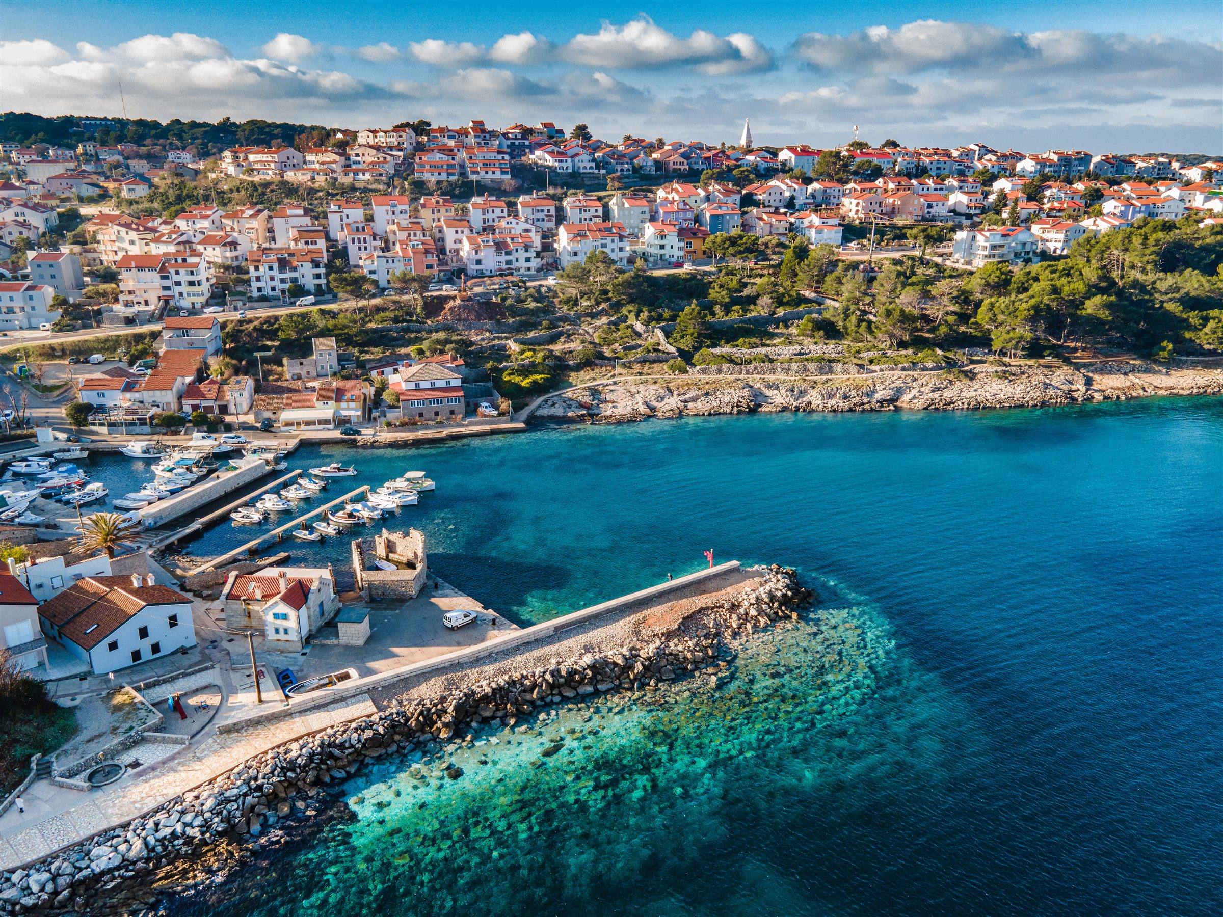 Aerial view of St Martin Beach in Mali Lošinj